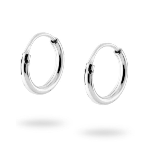 Orecchini A Cerchio In Argento 925 Con Ciondolo E Zirconi | 10 Mm | Ipoallergenici | Gioiello Donna E Uomo