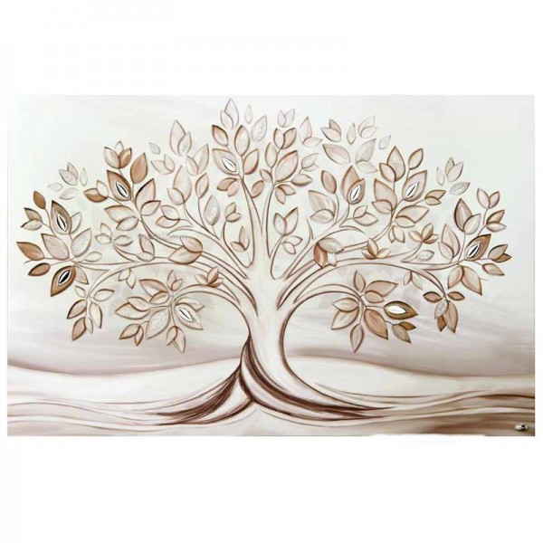 Pannello quadro in legno albero della vita con applicazioni in argento 80  cm - VALENTI ARGENTI